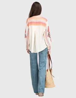 Oversize Jacquard-Bluse Dilos mit Bindedetail