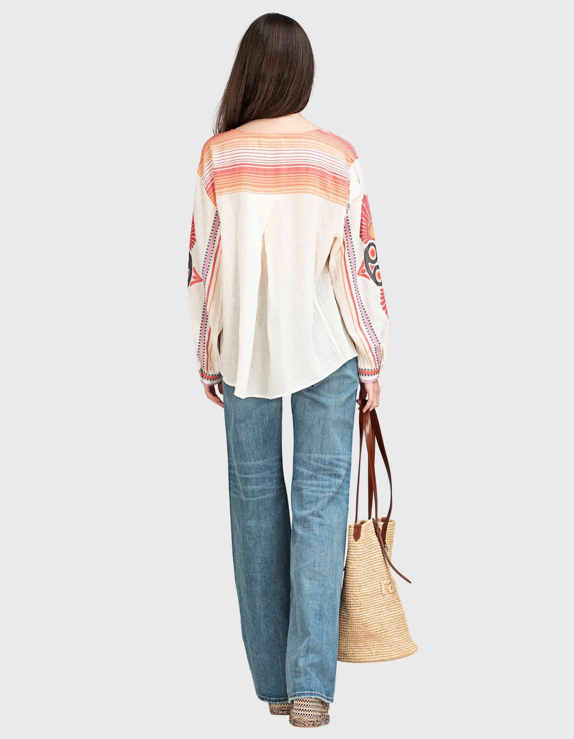Oversize Jacquard-Bluse Dilos mit Bindedetail