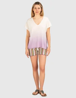Oversize Kaschmir-Kurzarm-Shirt