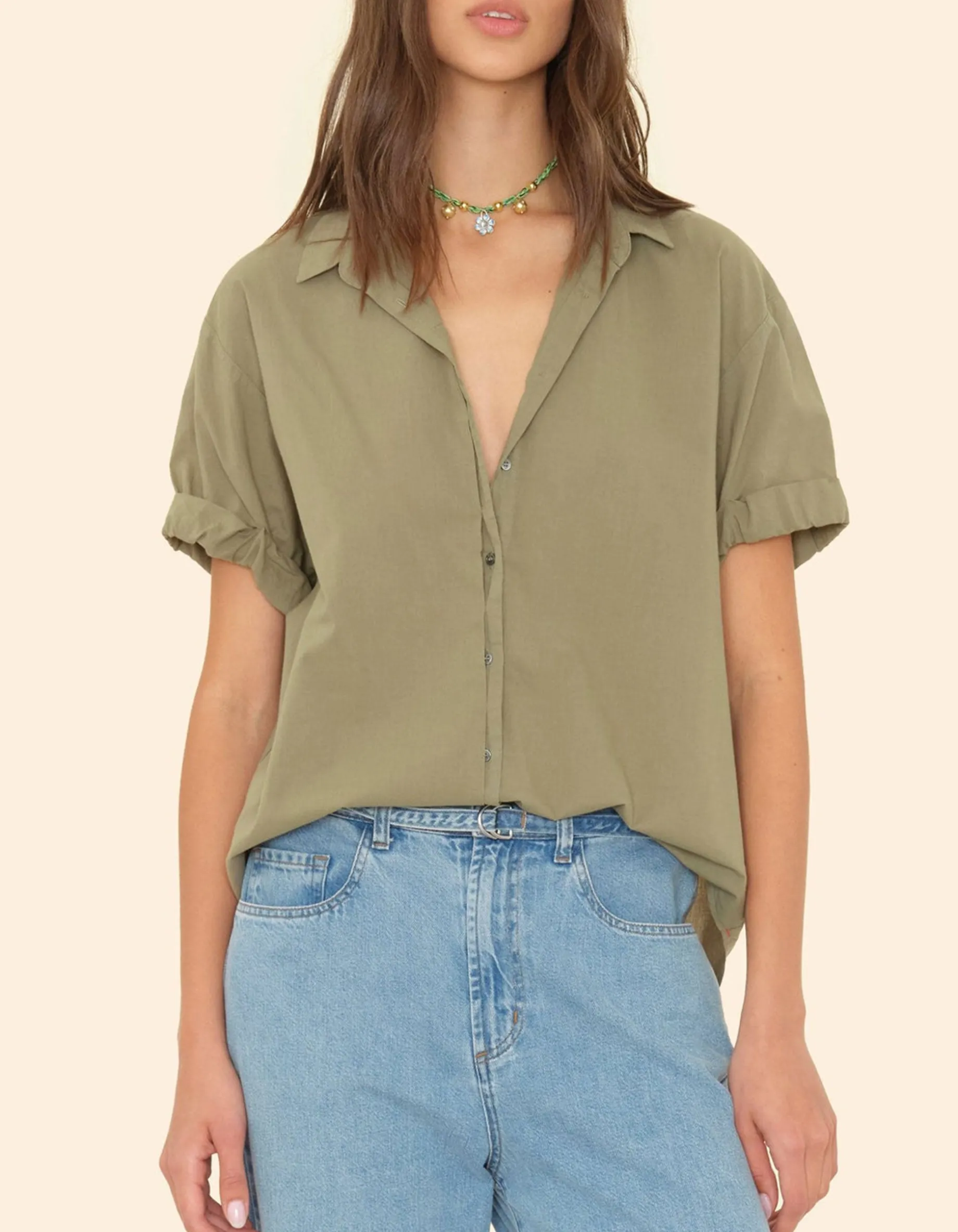 Oversize Kurzarm-Bluse Channing