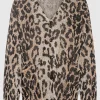 Oversize Leinen-Cardigan im Leo-Design