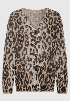 Oversize Leinen-Cardigan im Leo-Design