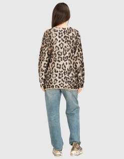 Oversize Leinen-Cardigan im Leo-Design