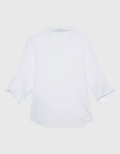 Oversize Leinen-Kurzarm-Bluse