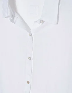 Oversize Leinen-Kurzarm-Bluse
