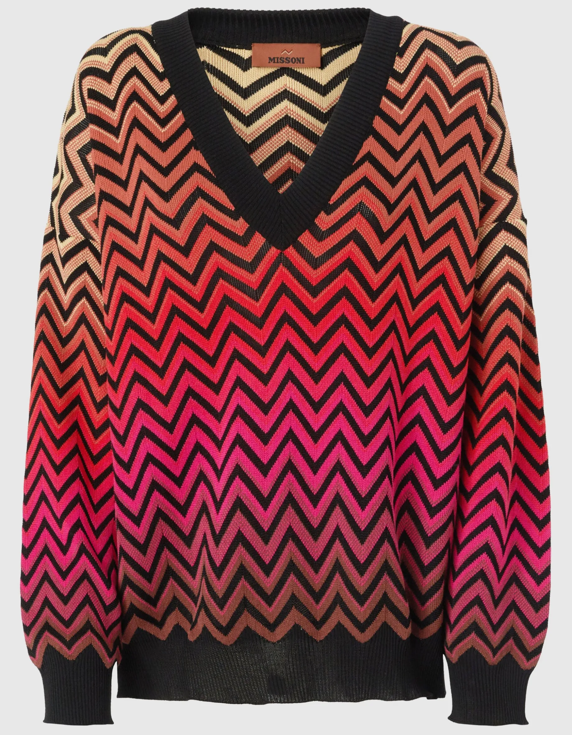Oversize-Pullover mit Dégradé-Chevron und V-Ausschnitt