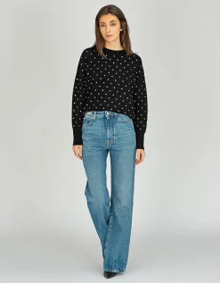 Oversize-Woll-Pullover mit Schmucksteinen