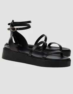 Plateau-Leder-Sandalen