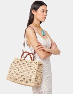 Raffia Tote-Bag 1969 mit Leder- und Metall-Details