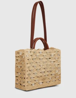 Raffia Tote-Bag 1969 mit Leder- und Metall-Details