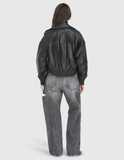 Schaf-Leder Bomberjacke