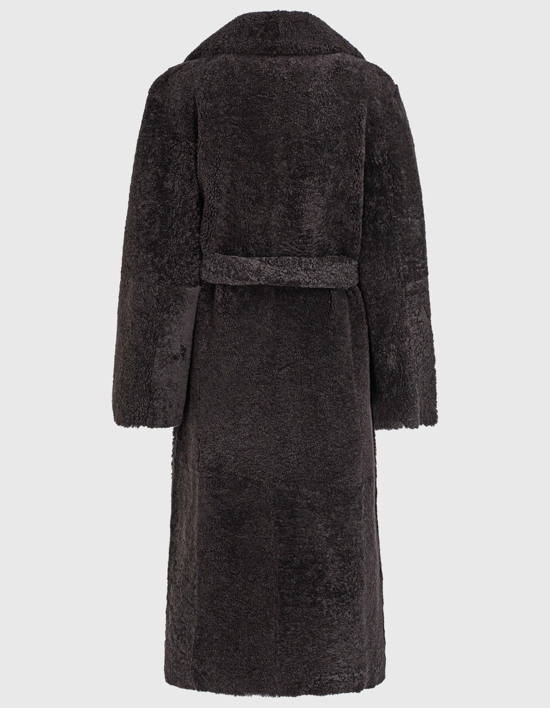 Schafleder-Shearling Mantel mit Bindegürtel