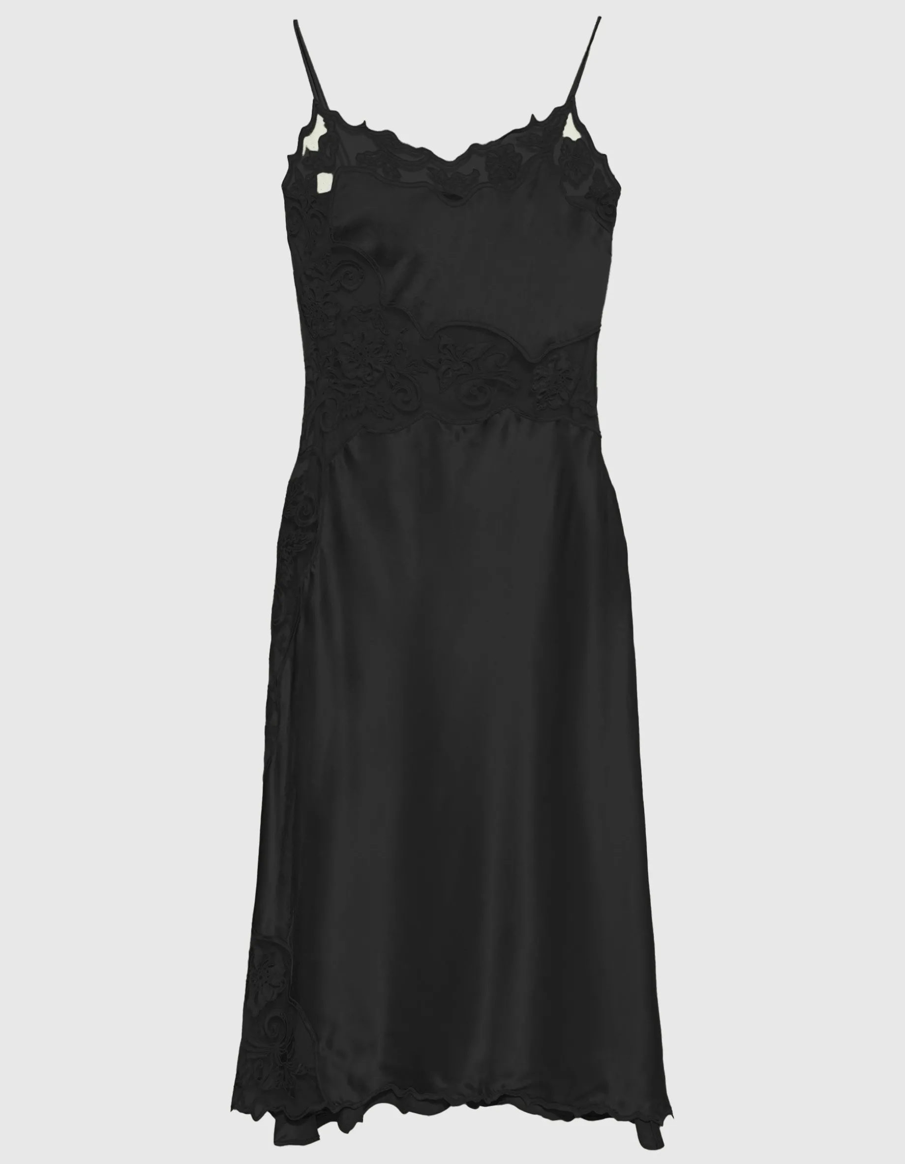 Seiden-Kleid mit bestickten Tüll-Details