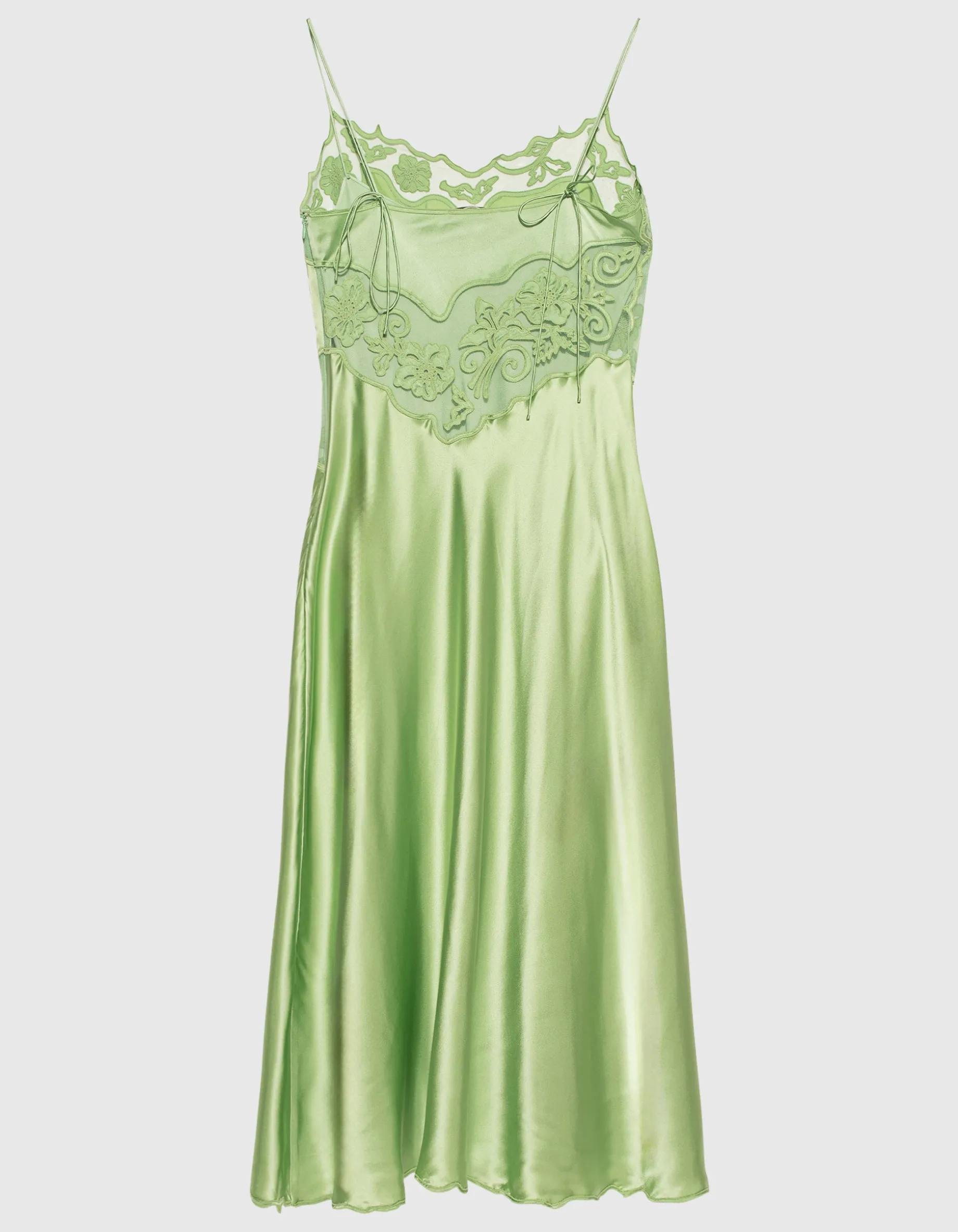 Seiden-Kleid mit bestickten Tüll-Details