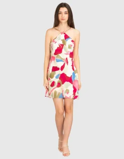 Seiden-Mix Kleid mit Ketten-Trägern