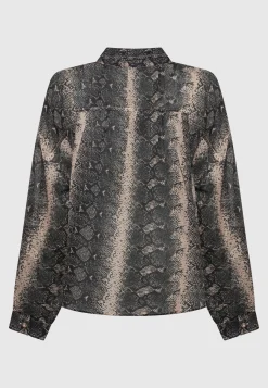 Semi-Transparente Bluse im Animal-Print