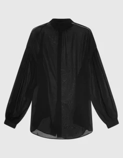 Semi-transparente Oversize-Bluse mit Seidenanteil