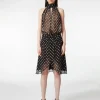 Semi-Transparentes Seiden-Kleid mit Polka-Dots