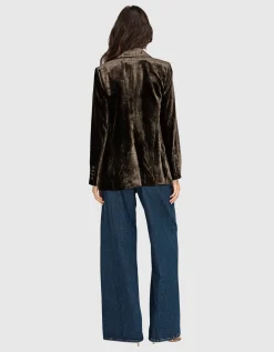 Slim-Fit Samt-Blazer mit Seiden-Anteil