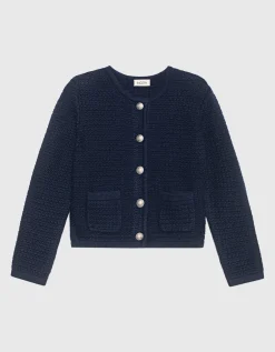 Strick Cardigan mit verzierten Knöpfen