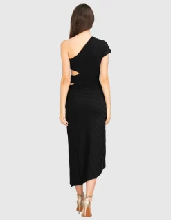 Strukturiertes One-Shoulder Kleid mit Cut-Outs
