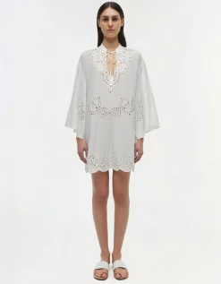 Tunika-Kleid mit Lochstickereien