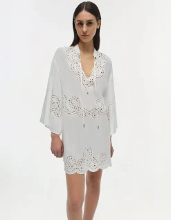 Tunika-Kleid mit Lochstickereien