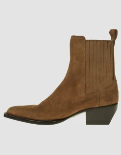 Veloursleder Cowboy-Stiefelette