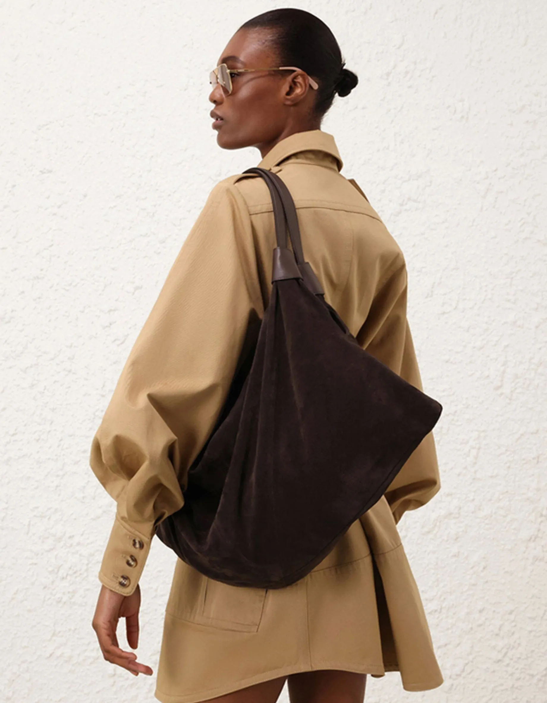 Veloursleder Hobo-Tasche Trampoline