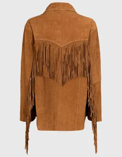 Veloursleder-Jacke Ginny mit Fransen-Details
