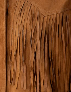 Veloursleder-Jacke Ginny mit Fransen-Details