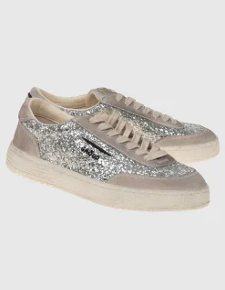 Veloursleder-Sneaker mit Glitter-Finish