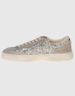 Veloursleder-Sneaker mit Glitter-Finish