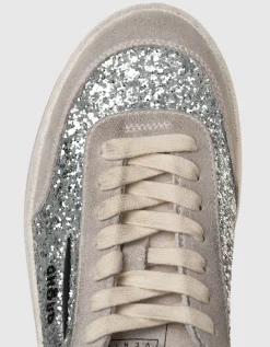 Veloursleder-Sneaker mit Glitter-Finish