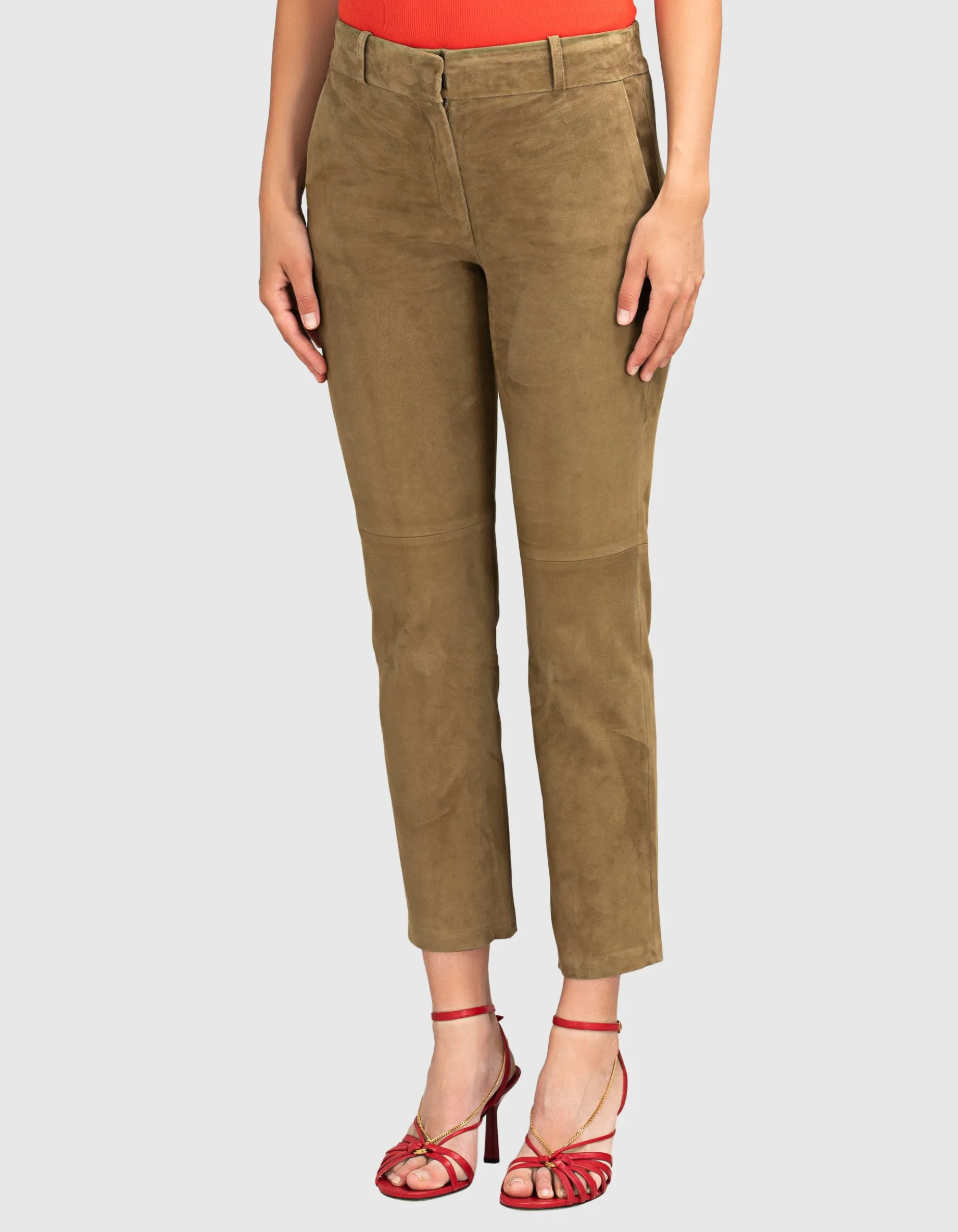 Veloursleder-Straight-Leg Hose Jen