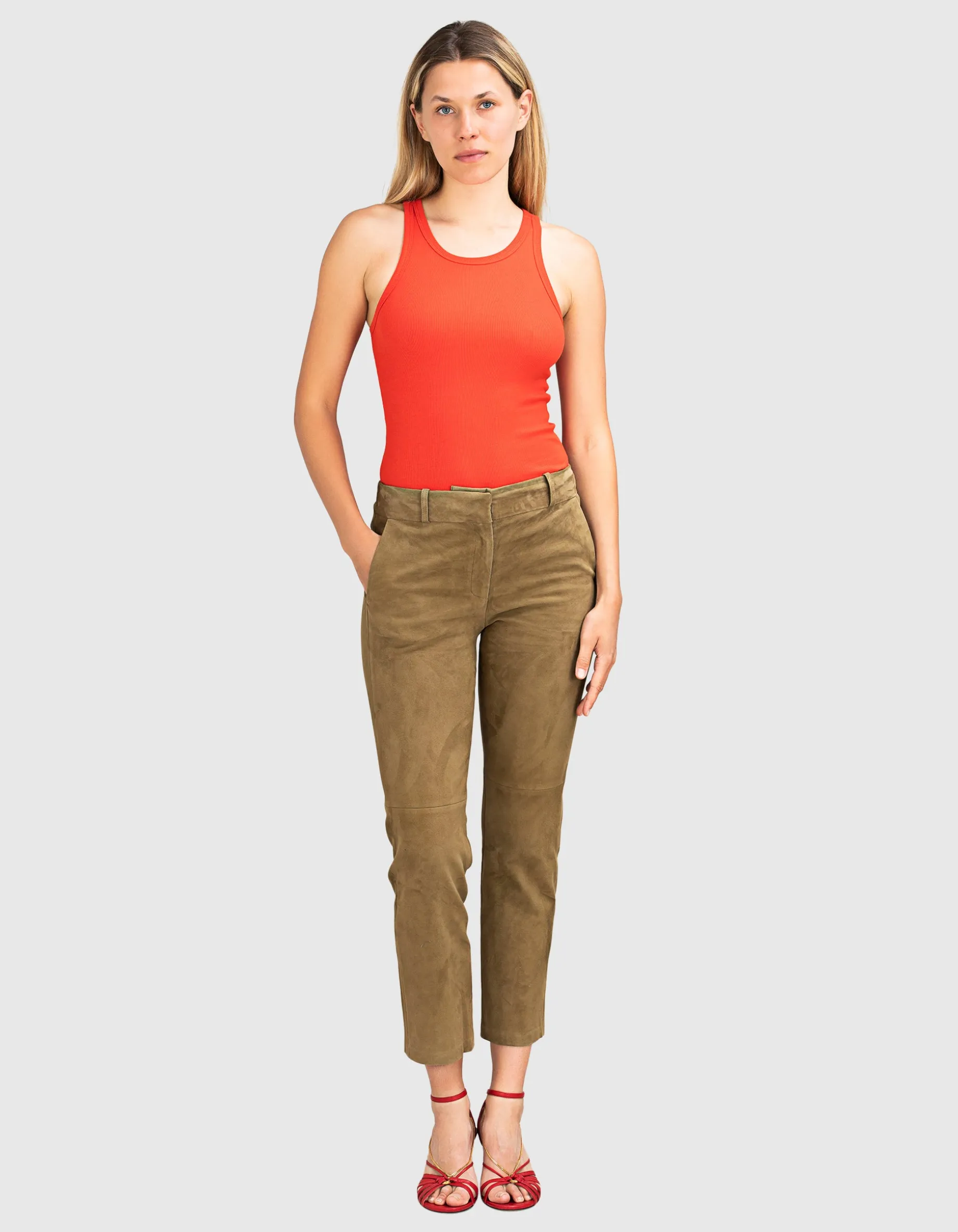 Veloursleder-Straight-Leg Hose Jen