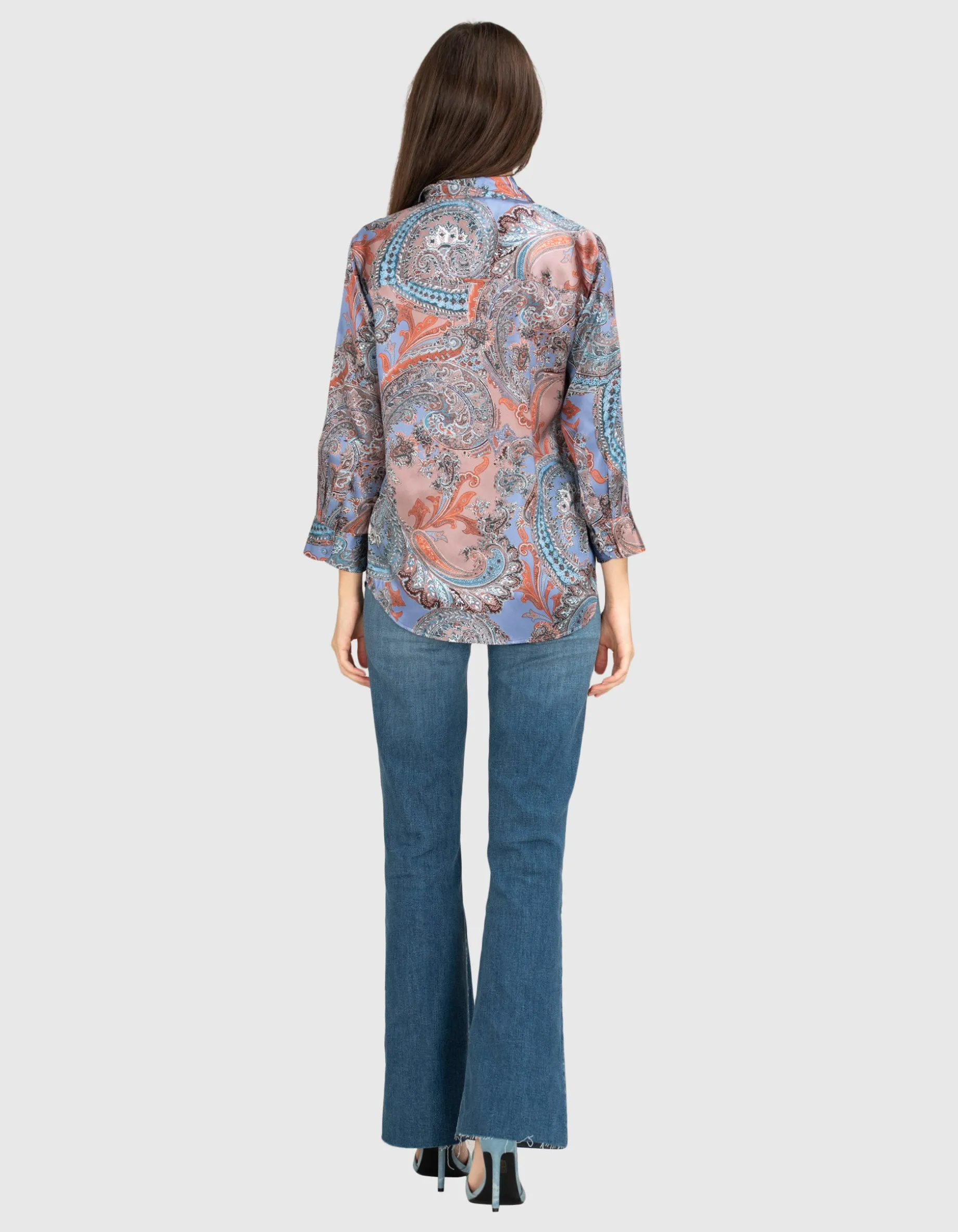 Washed-Out Flared-Leg Jeans
