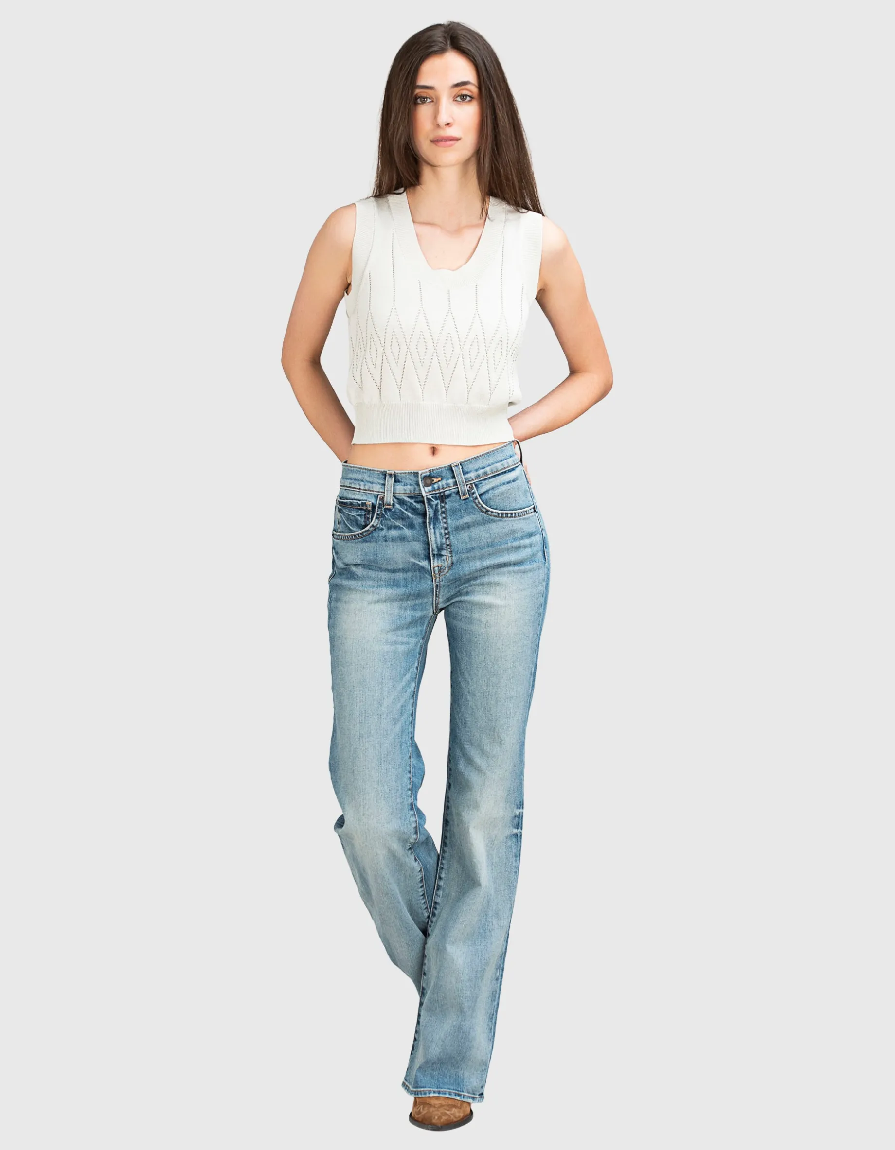 Washed-Out Flare-Leg Jeans Celia
