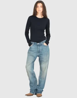 Washed-Out Tapered Jeans