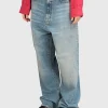 Washed-Out Wide-Leg Jeans
