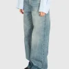 Washed-Out Wide-Leg Jeans