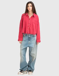Washed-Out Wide-Leg Jeans
