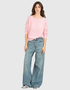 Washed-Out Wide-Leg Jeans