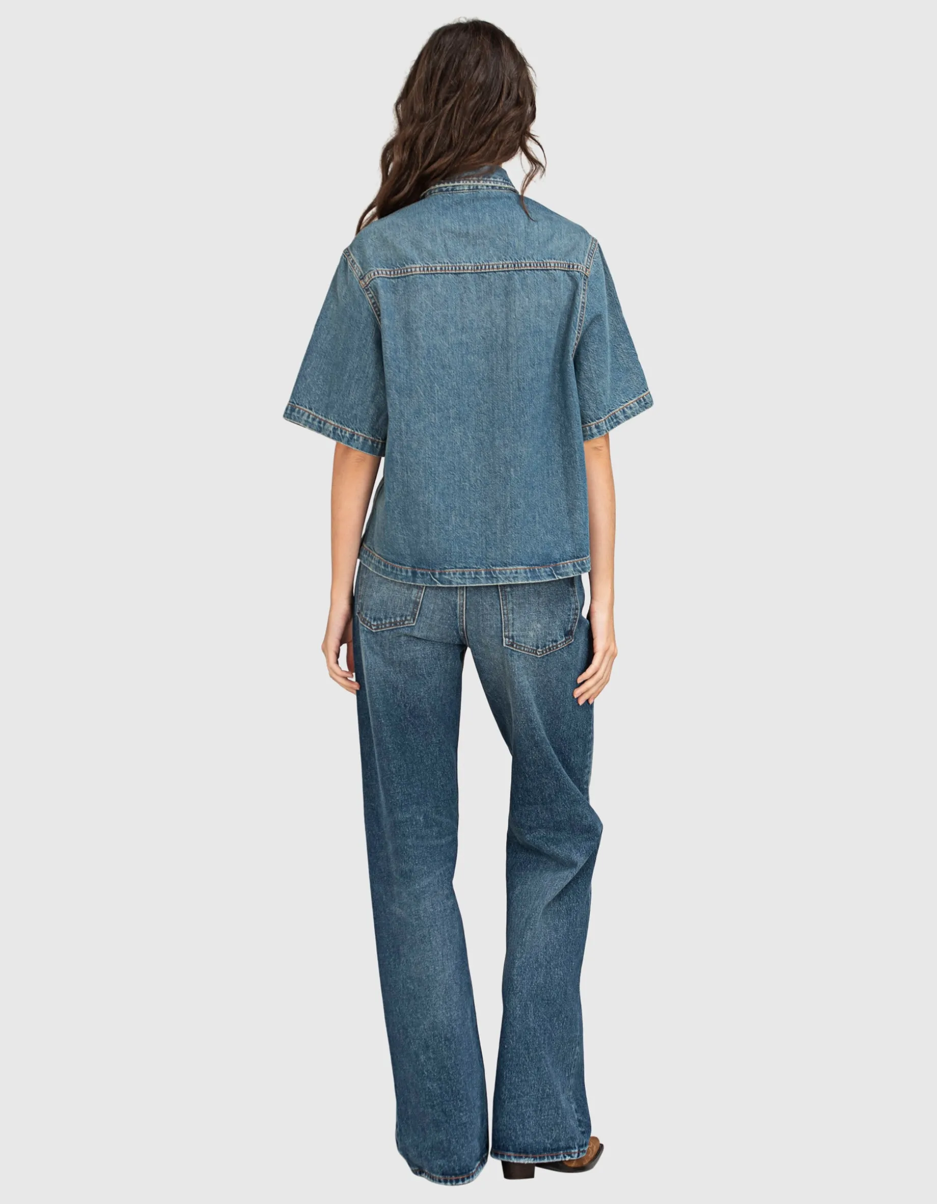 Washed-Out Wide-Leg Jeans