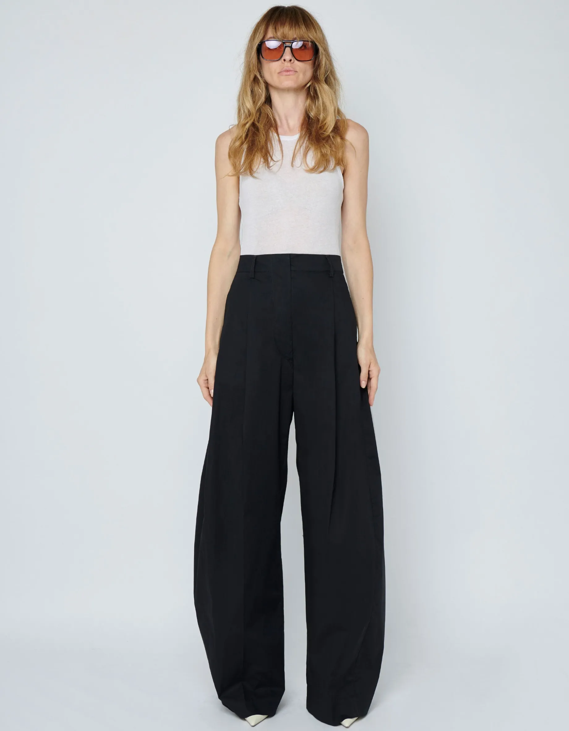 Wide-Leg Bundfalten-Chino