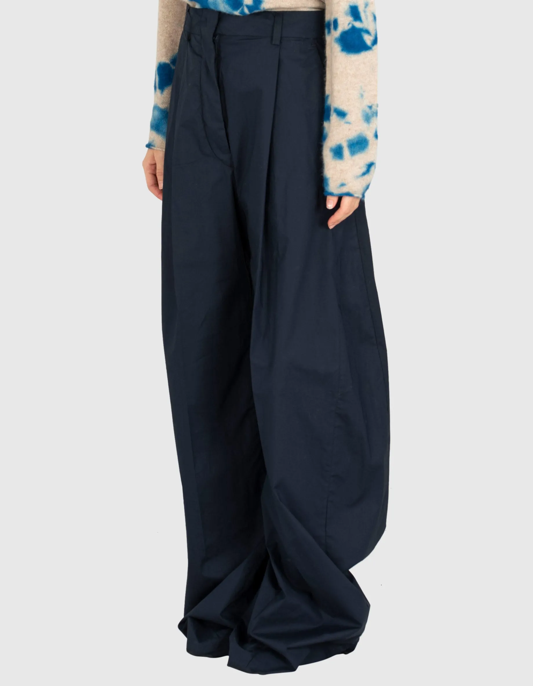 Wide-Leg Bundfalten-Chino
