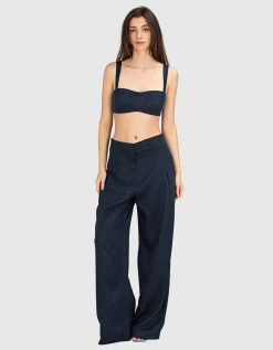 Wide-Leg Bundfalten-Hose