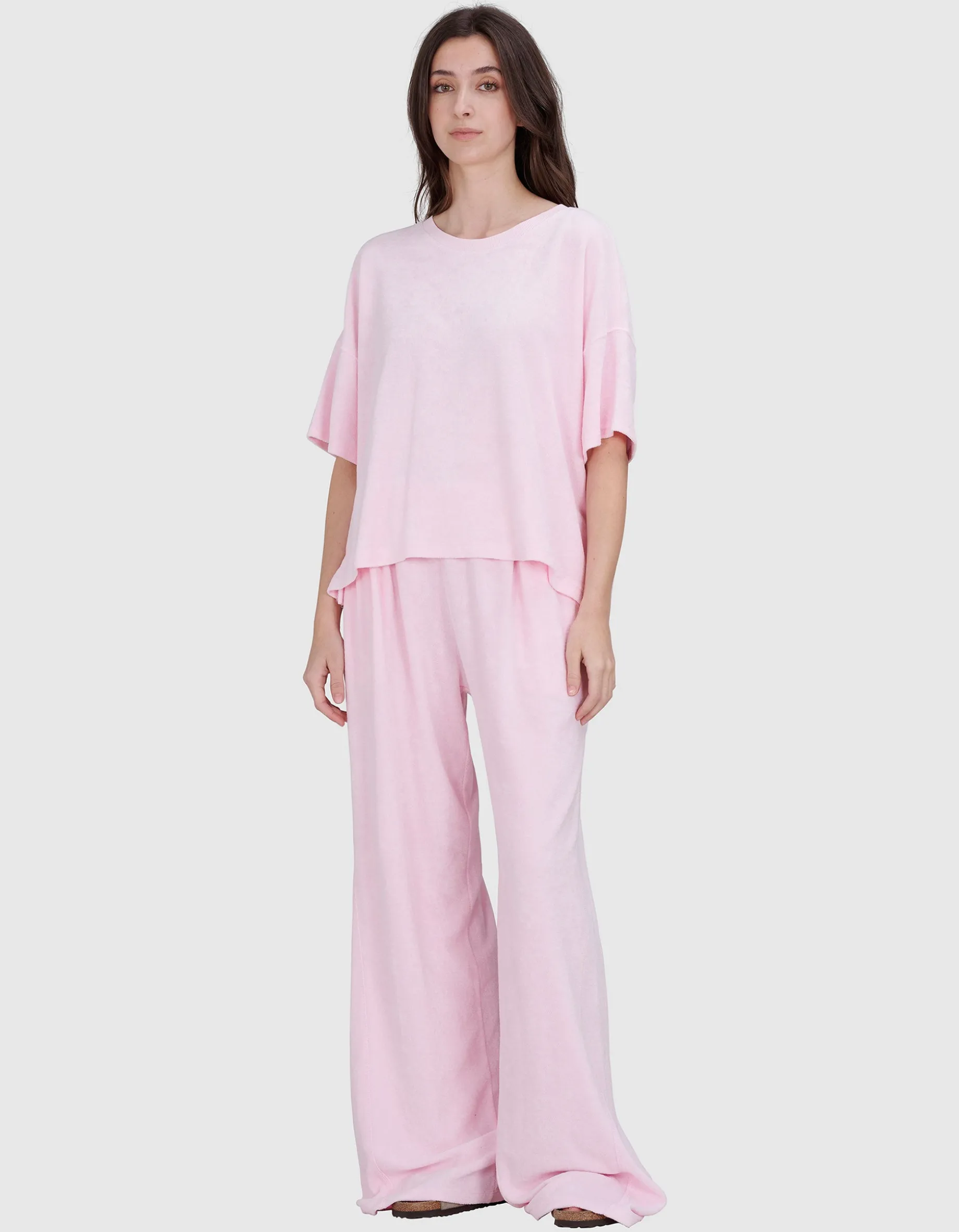 Wide-Leg Frottee Hose