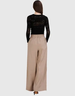 Wide-Leg Hose mit Bindegürtel