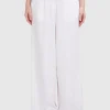 Wide-Leg Leinen-Bundfalten-Hose Plis